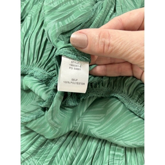 Current Air Anthropologie Zoey Smocked Dress Green Small Ruffled Pleated Print - Picture 8 of 10